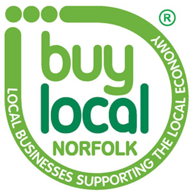 A screen logo with the words Buy Local Norfolk, local businesses supporting the local economy
