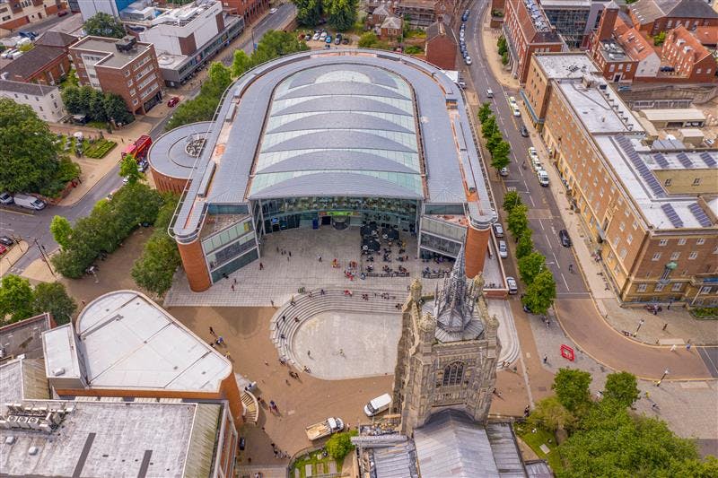 An aerial view of The Forum
