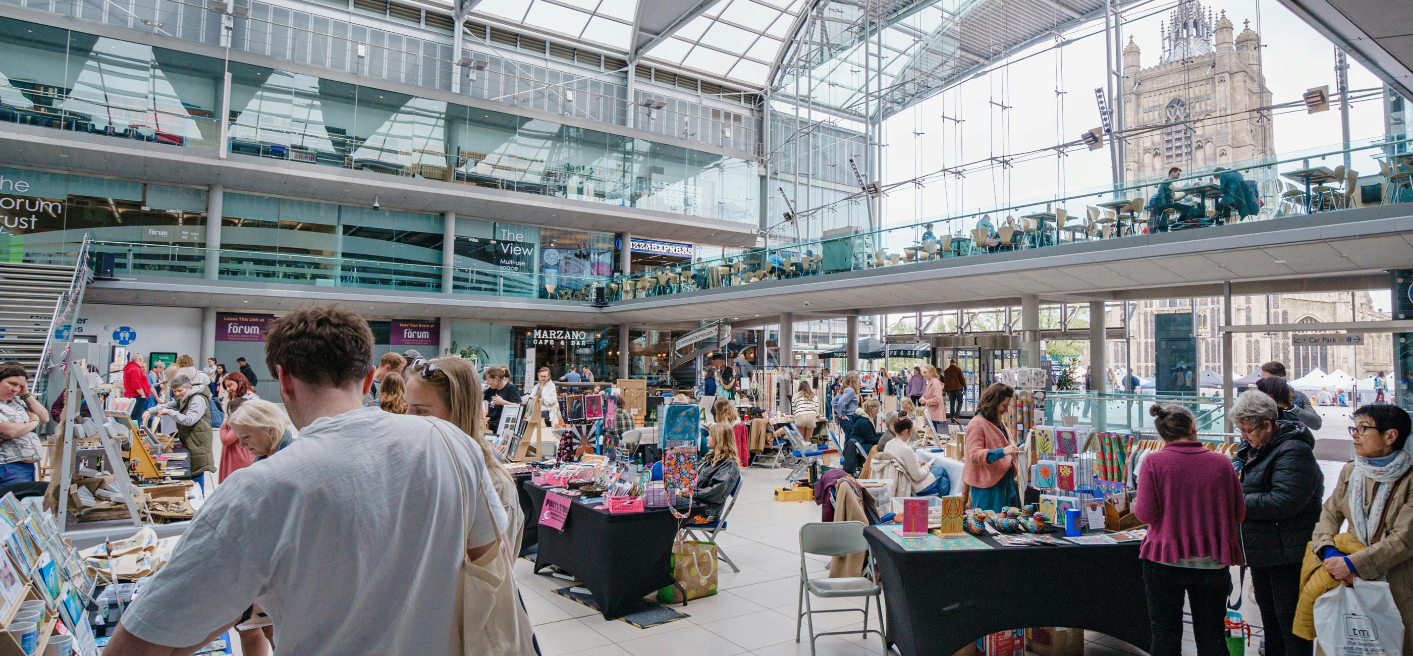 A busy makers market at The Forum in Norwich