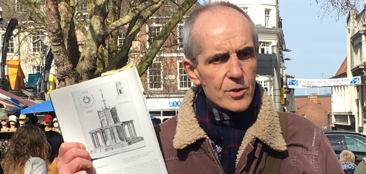 Paul Dickson giving a tour at Norwich Market