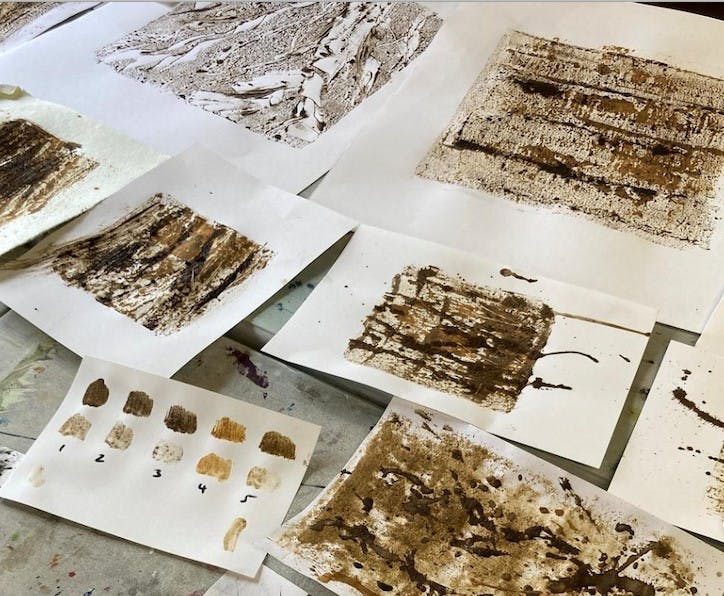 Paint and soil abstract paintings