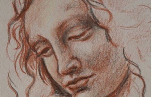 Renaissance style chalk drawing of a face