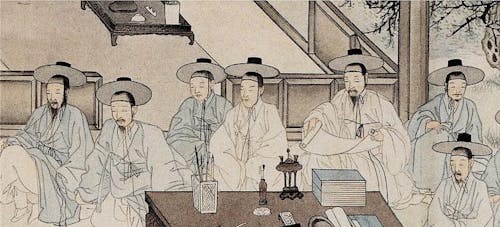 drawing of 16th century Korean courtiers