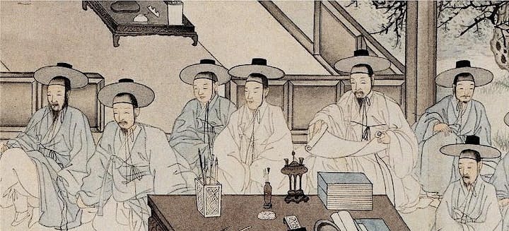 drawing of 16th century Korean courtiers