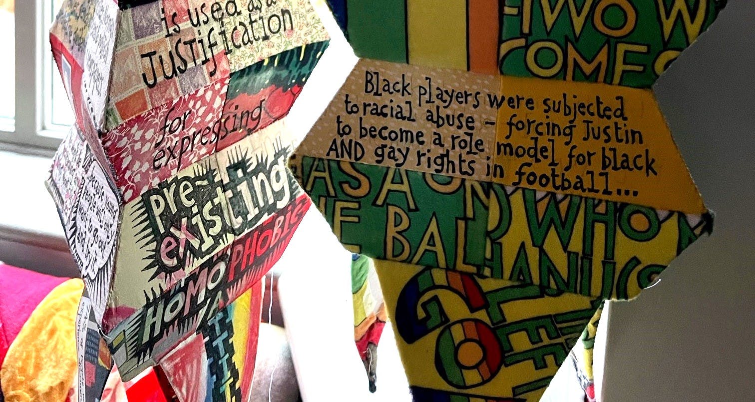 Lantern with text on it