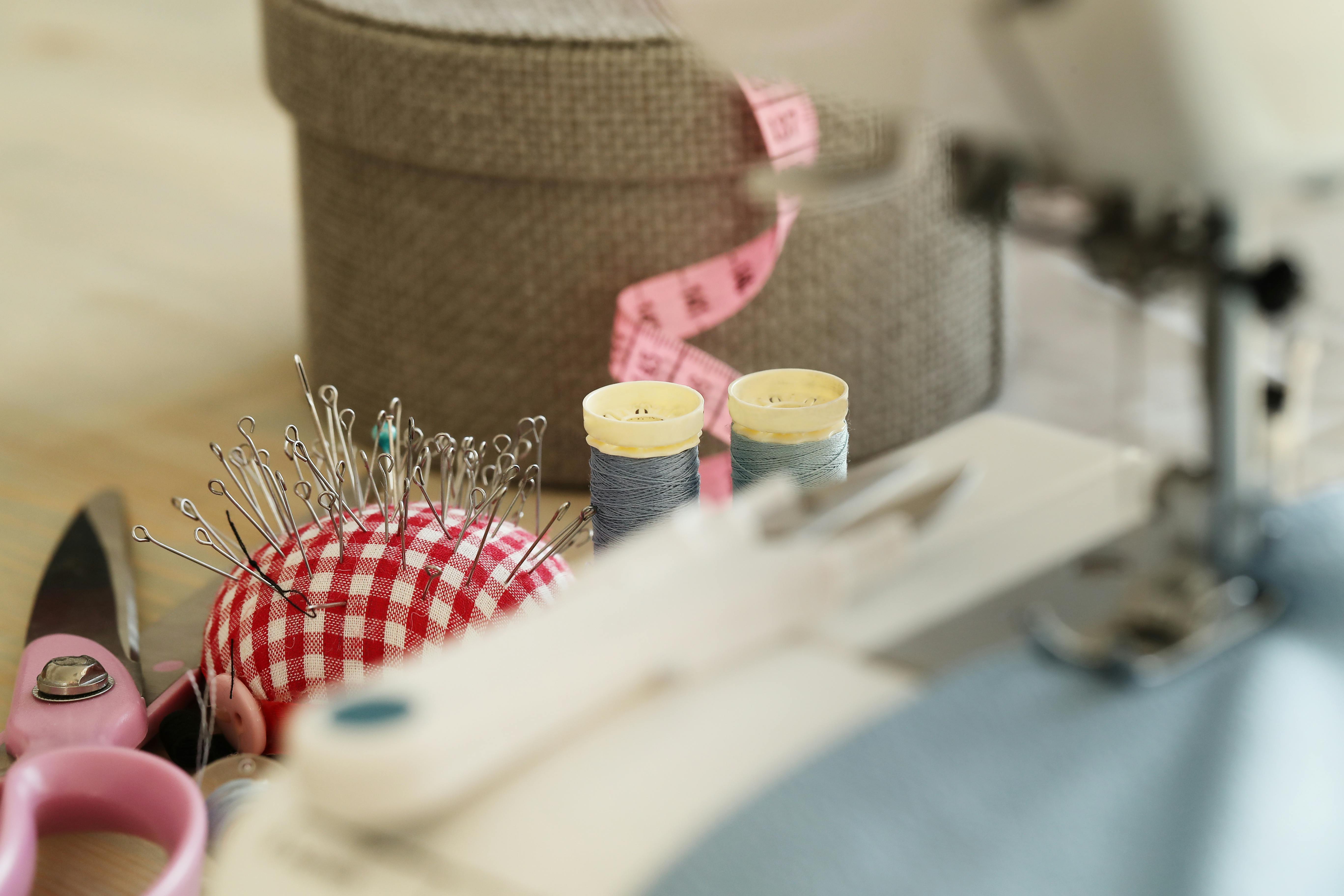 table top array of sewing equipment