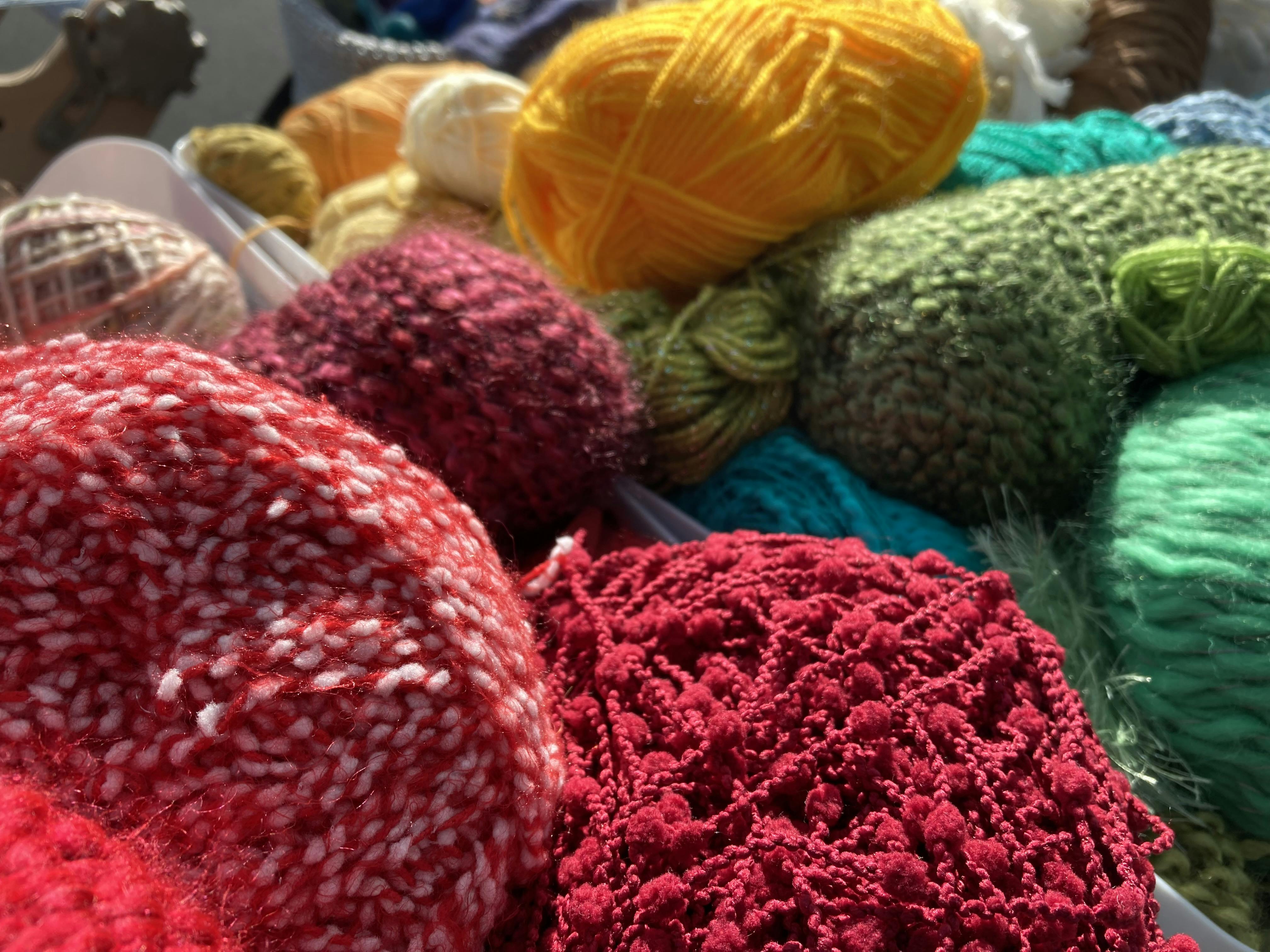 Yarns of wool close up photograph.