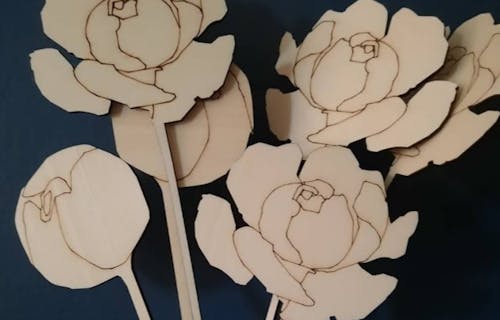 Wooden carved flowers.