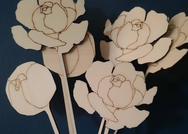 Wooden carved flowers.