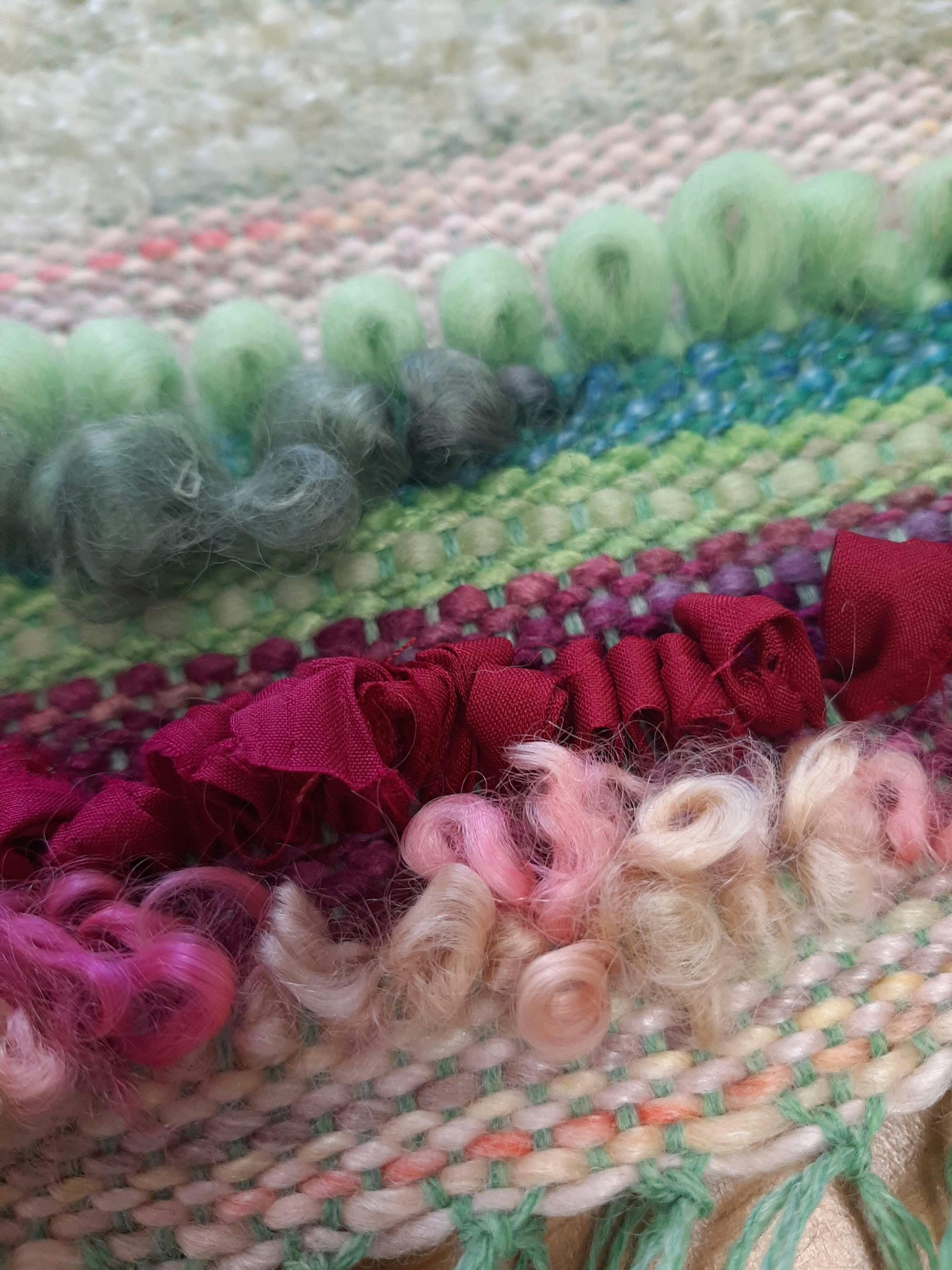 Loom woven fabric close up photograph