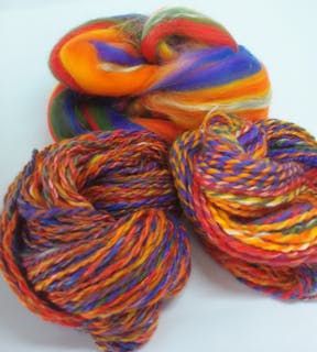 Multicoloured felt and yarn