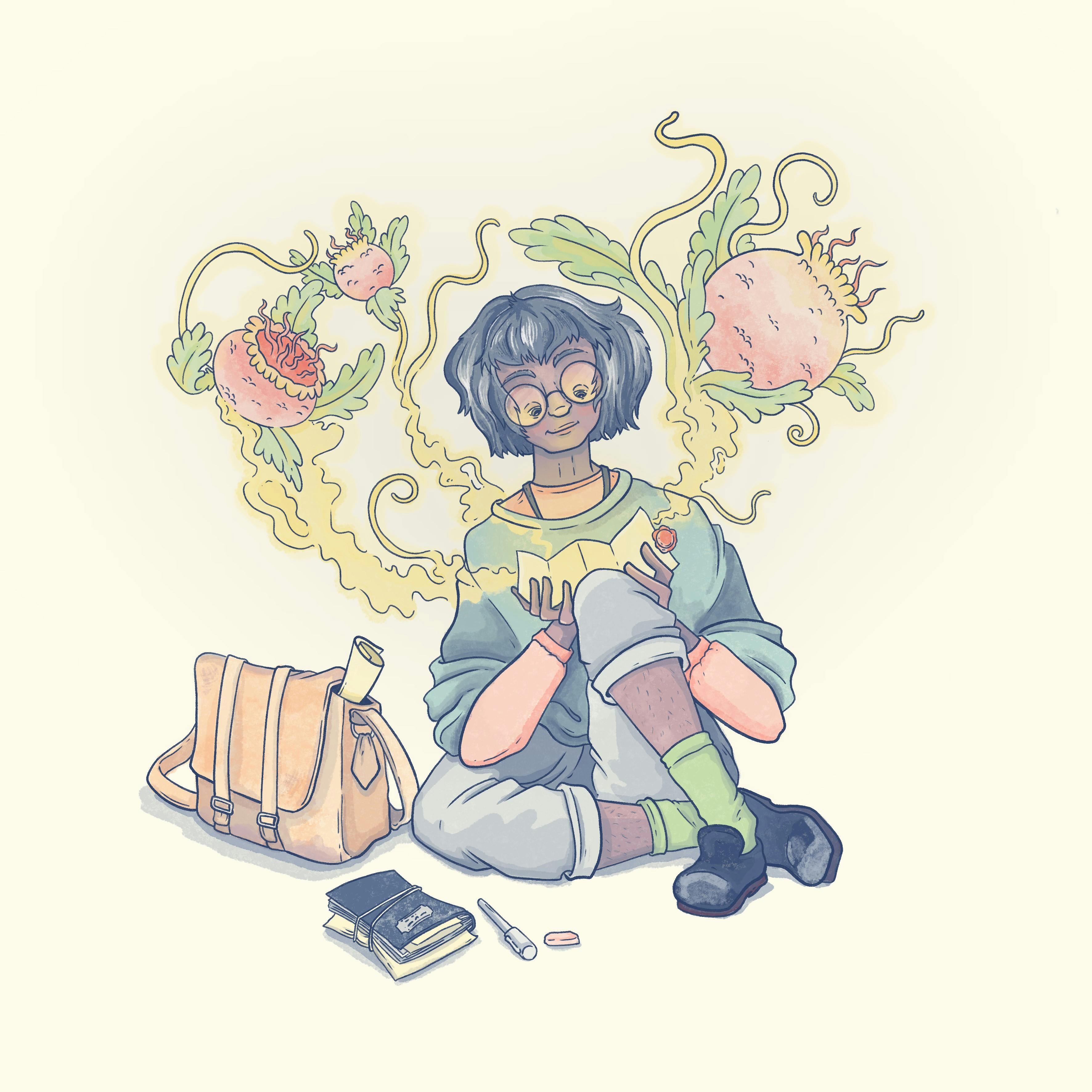 cartoon image of a character looking at a fantasy map