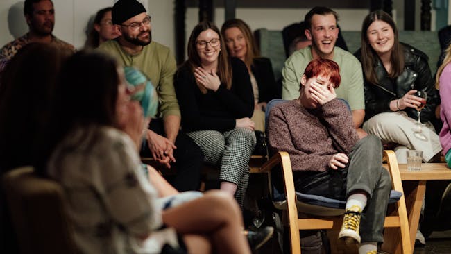 A group of people laughing