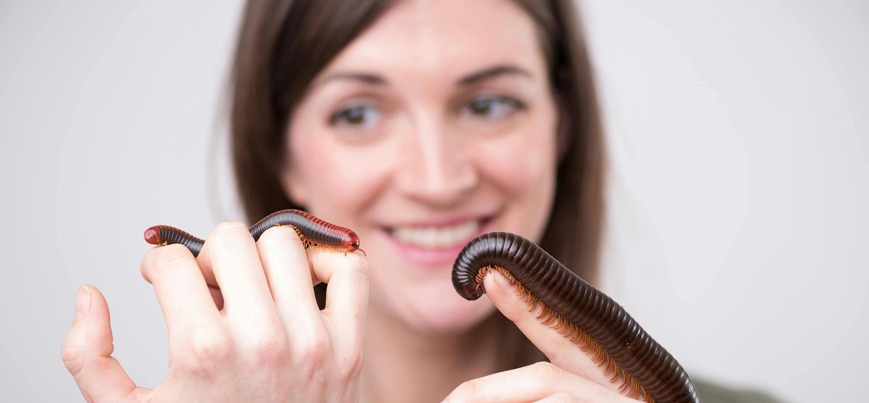 Jess French with centipedes