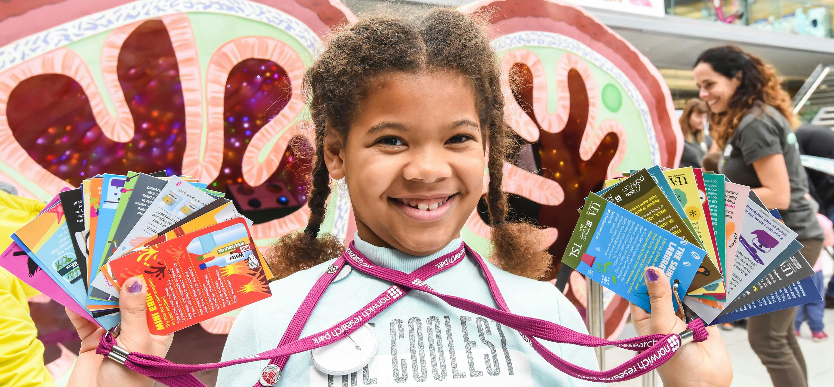 Girl with Norwich Research Park lanyards - credit UEA