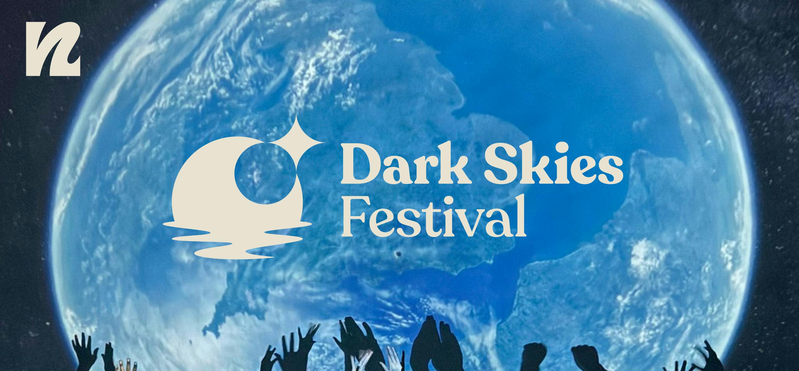 Globe showing the Dark Skies Festival logo.