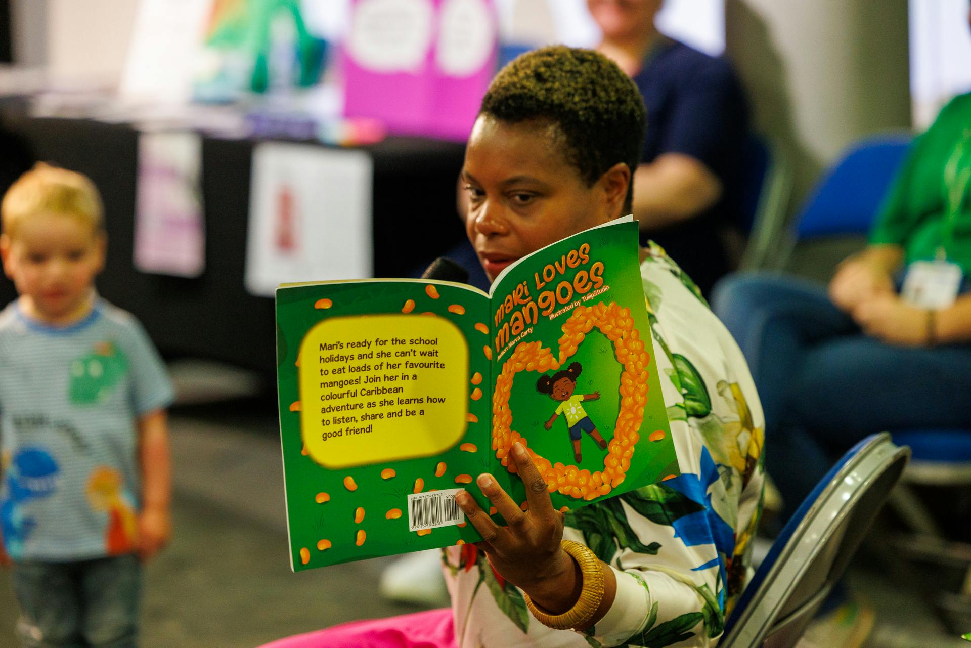 Woman reading picture book