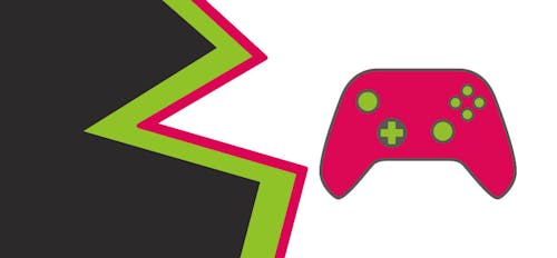 Colourful illustration of a games controller