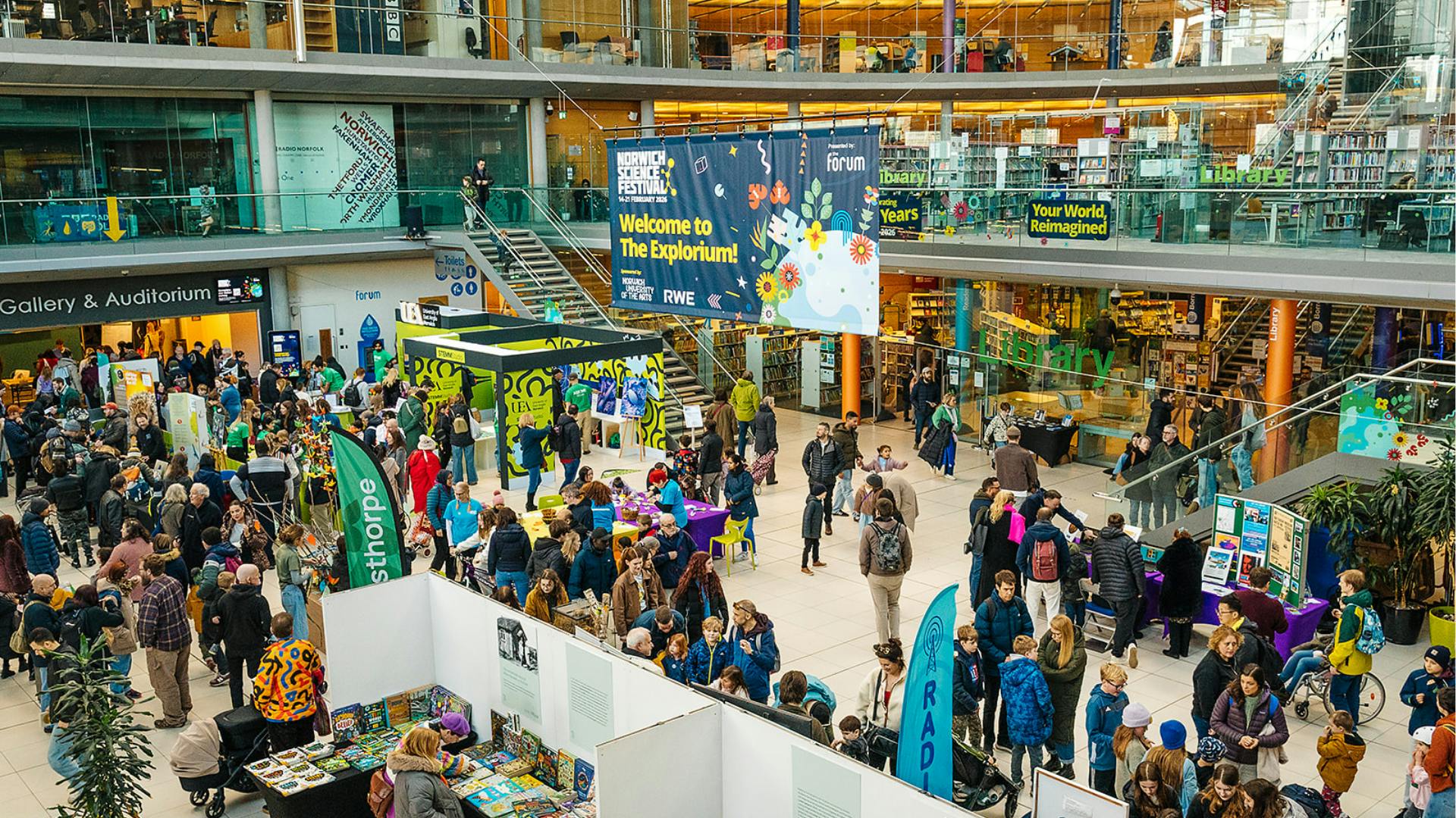 An interior shot of The Forum during Norwich Science Festival