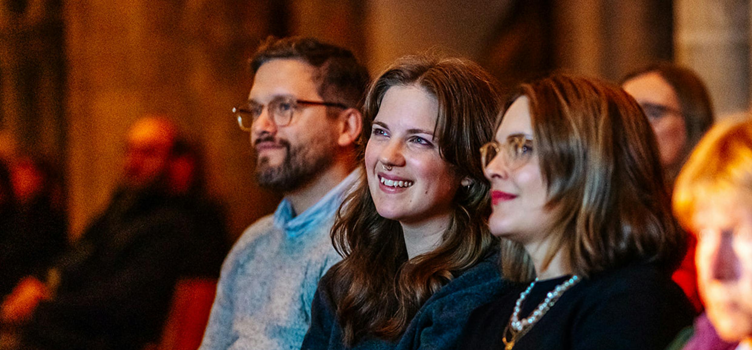 Members of the audience at a evening event for Norwich Science Festival